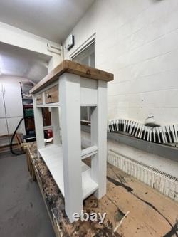 Îlot de cuisine de ferme vintage restauré en bois, grande taille