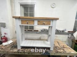 Îlot de cuisine de ferme vintage restauré en bois, grande taille