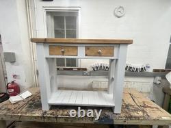 Îlot de cuisine de ferme vintage restauré en bois, grande taille