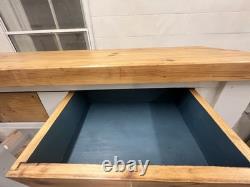 Îlot de cuisine de ferme vintage restauré en bois, grande taille