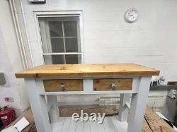 Îlot de cuisine de ferme vintage restauré en bois, grande taille