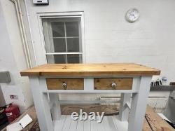 Îlot de cuisine de ferme vintage restauré en bois, grande taille