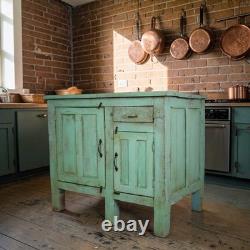 Îlot de cuisine vintage peint, armoire, placard