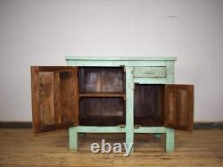 Îlot de cuisine vintage peint, armoire, placard