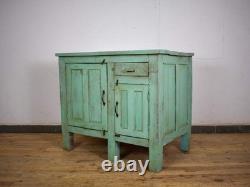 Îlot de cuisine vintage peint, armoire, placard