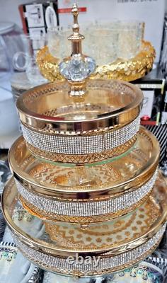 Jarre à bonbons en or avec couvercle, luxueuse et éblouissante, boîte pour cadeau de mariage ou de fête.