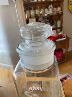 Jarre à confiserie publicitaire vintage grande et haute gravée Flaxman's