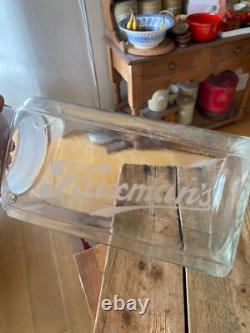 Jarre à confiserie publicitaire vintage grande et haute gravée Flaxman's