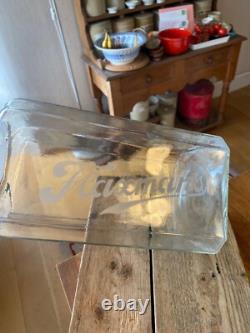 Jarre à confiserie publicitaire vintage grande et haute gravée Flaxman's