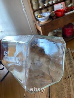 Jarre à confiserie publicitaire vintage grande et haute gravée Flaxman's