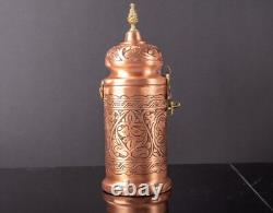 Jarre de rangement à café en cuivre fait main avec cuillère, capacité de 300g, intérieur en étain