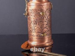 Jarre de rangement à café en cuivre fait main avec cuillère, capacité de 300g, intérieur en étain