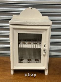 Joli cabinet d'affichage de rangement d'œufs vintage blanc peint traditionnel