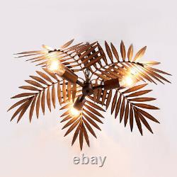 La Noix De Coco Tropicale Laisse Lustre Unique Rustique Plafond De Lampe D’arbre S’accrochant La Lumière