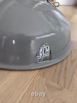 Lampe suspendue vintage en émail gris Benjamin RLM de cuisine rétro MCM