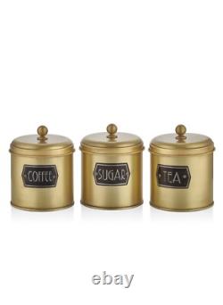 Le set de bocaux à café, thé et sucre Mia Gold 17 cm (H)