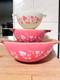 Lot De 3 Bols Gigognes Vintage Jaj Pyrex Cinderella, Motif Gooseberry, Rose Et Blanc, Style R&eacute;tro