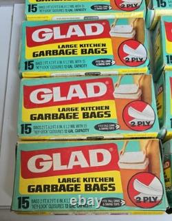 Lot de sacs-poubelle de cuisine vintage GLAD, grands, lot de 8, neufs, 15 unités, 2 plis, rétro USA