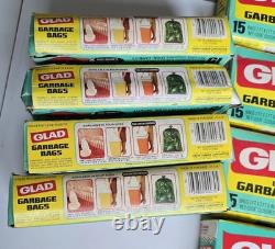 Lot de sacs-poubelle de cuisine vintage GLAD, grands, lot de 8, neufs, 15 unités, 2 plis, rétro USA