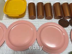 Lot vintage de 44 pièces en mélamine et Tupperware, ensemble de cuisine rétro, couleurs pastel Harvest