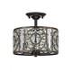 Lumière De Plafond En Cristal Rétro Vintage 3 Lumières Finition Bronze Montage Semi-encastré