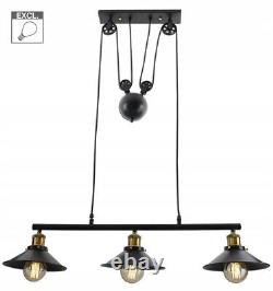 Luminaire suspendu en métal à trois lampes pour salle à manger rétro