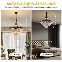 Lustre suspendu vintage rétro avec gouttes de cristal élégantes