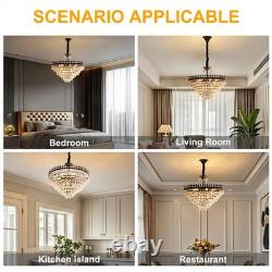 Lustre suspendu vintage rétro avec gouttes de cristal élégantes