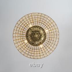 Lustre vintage rétro à 4 lumières en cristal et laiton pour salle à manger