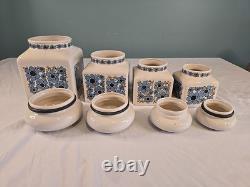 MCM Vintage Rétro Pot de Rangement de Cuisine Taunton Vale Fleur Bleue Ensemble de Bocaux