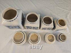 MCM Vintage Rétro Pot de Rangement de Cuisine Taunton Vale Fleur Bleue Ensemble de Bocaux