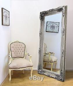 Madrid Ornate X Grand Longueur De Ligne Complete Hung Leaner Mirror Argent 180cm X 89cm