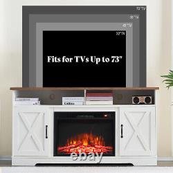 Meuble TV moderne de 73 pouces avec cheminée électrique et télécommande programmable