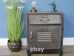 Meuble de chevet industriel en métal rustique, commode vintage, unité de rangement
