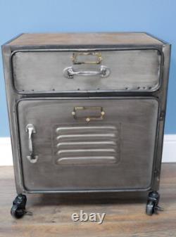 Meuble de chevet industriel en métal rustique, commode vintage, unité de rangement