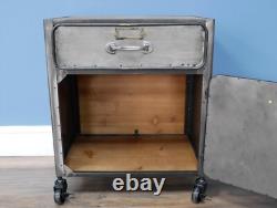 Meuble de chevet industriel en métal rustique, commode vintage, unité de rangement