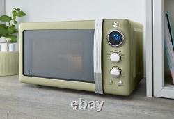 Micro-ondes numérique Swan Retro vert. 800w 20L Design vintage pour la cuisine.