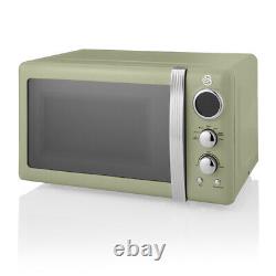 Micro-ondes numérique Swan Retro vert. 800w 20L Design vintage pour la cuisine.