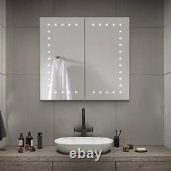 Miroir de salle de bain avec armoire murale, rangement de vanité, prise pour capteur/rasoir, anti-buée