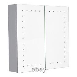 Miroir de salle de bain avec armoire murale, rangement de vanité, prise pour capteur/rasoir, anti-buée