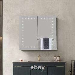 Miroir de salle de bain avec armoire murale, rangement de vanité, prise pour capteur/rasoir, anti-buée