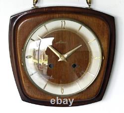 Montre murale vintage Kaia 23 cm rétro allemand des années 1970, horloge à corde, cadeau