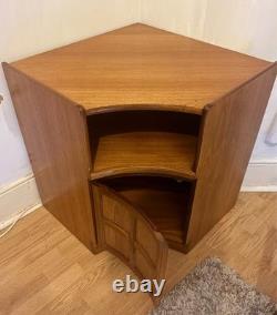 NATHAN Étagère d'angle en teck MCM Meuble TV Unité de rangement années 1970 G Plan Rétro