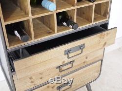 New Industrial Chest Of Drawers Wine Bottle Storage Unit Drinks Display Cabinet