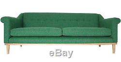 Nouveau Sofa Fait Main D'eames De Handbuilt Dans La Tweed Verte Avec La Garniture En Bois