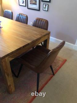 Nouvel ensemble de 2 chaises de salle à manger en cuir synthétique marron rétro vintage