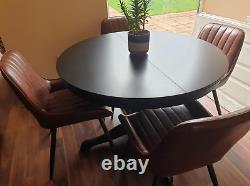 Nouvel ensemble de 2 chaises de salle à manger en cuir synthétique marron rétro vintage