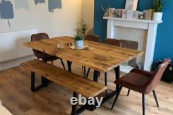 Nouvel ensemble de 2 chaises de salle à manger en cuir synthétique marron rétro vintage