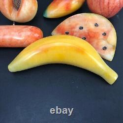 PANIER À FRUITS EN MARBRE POLI VINTAGE FAB KITSCH RÉTRO CUISINE MILIEU DU SIÈCLE