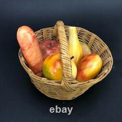 PANIER À FRUITS EN MARBRE POLI VINTAGE FAB KITSCH RÉTRO CUISINE MILIEU DU SIÈCLE